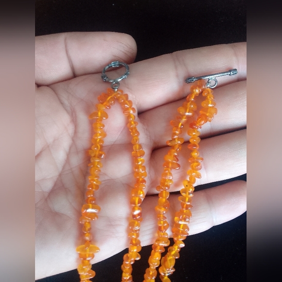 VTG Amber Necklace With Silvre Clasp - Picture 8 of 9